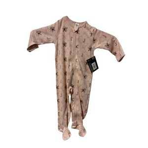 Modern Moments Gerber Baby Girls Pink Candy Cane Floral‎ Footed Sleeper 6-9M NWT